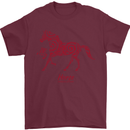Chinese Zodiac Shengxiao Year of the Horse Mens T-Shirt Cotton Gildan Maroon