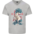 Chinese Zodiac Shengxiao Year of the Horse Mens V-Neck Cotton T-Shirt Sports Grey