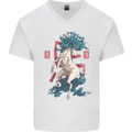 Chinese Zodiac Shengxiao Year of the Horse Mens V-Neck Cotton T-Shirt White