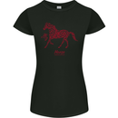 Chinese Zodiac Shengxiao Year of the Horse Womens Petite Cut T-Shirt Black