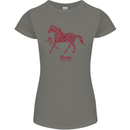 Chinese Zodiac Shengxiao Year of the Horse Womens Petite Cut T-Shirt Charcoal