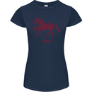 Chinese Zodiac Shengxiao Year of the Horse Womens Petite Cut T-Shirt Navy Blue