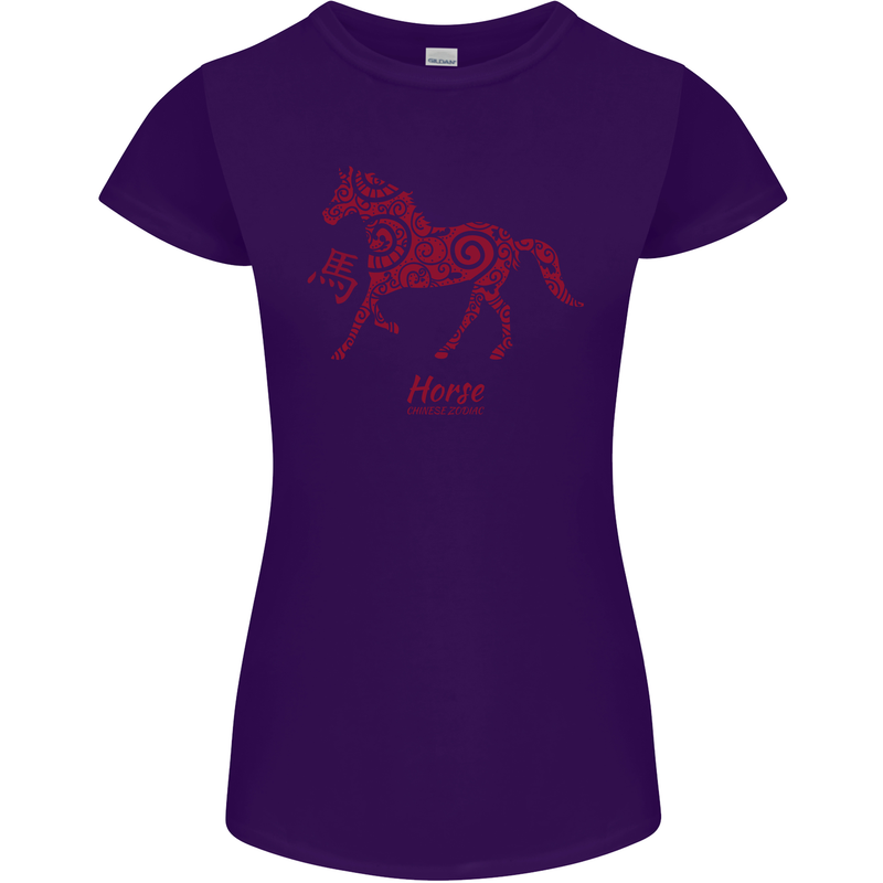 Chinese Zodiac Shengxiao Year of the Horse Womens Petite Cut T-Shirt Purple
