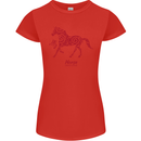 Chinese Zodiac Shengxiao Year of the Horse Womens Petite Cut T-Shirt Red