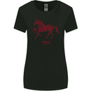Chinese Zodiac Shengxiao Year of the Horse Womens Wider Cut T-Shirt Black