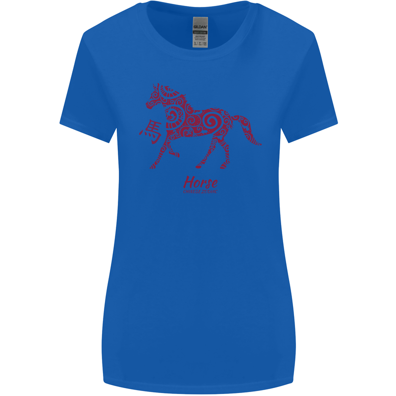 Chinese Zodiac Shengxiao Year of the Horse Womens Wider Cut T-Shirt Royal Blue