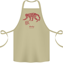 Chinese Zodiac Shengxiao Year of the Monkey Cotton Apron 100% Organic Khaki