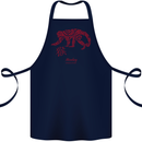 Chinese Zodiac Shengxiao Year of the Monkey Cotton Apron 100% Organic Navy Blue