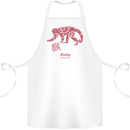Chinese Zodiac Shengxiao Year of the Monkey Cotton Apron 100% Organic White