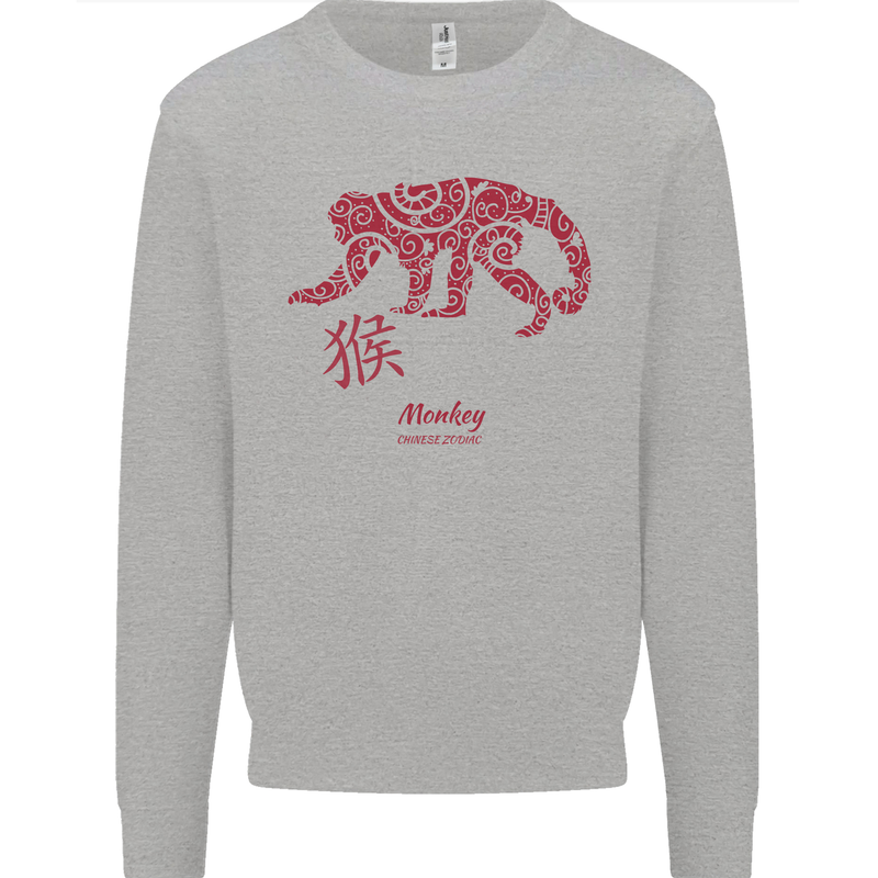 Chinese Zodiac Shengxiao Year of the Monkey Kids Sweatshirt Jumper Sports Grey