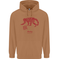 Chinese Zodiac Shengxiao Year of the Monkey Mens 80% Cotton Hoodie Caramel Latte