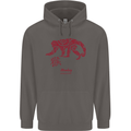 Chinese Zodiac Shengxiao Year of the Monkey Mens 80% Cotton Hoodie Charcoal