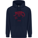 Chinese Zodiac Shengxiao Year of the Monkey Mens 80% Cotton Hoodie Navy Blue