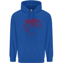 Chinese Zodiac Shengxiao Year of the Monkey Mens 80% Cotton Hoodie Royal Blue