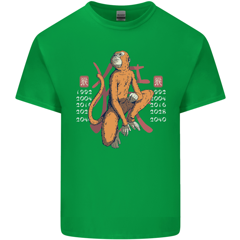 Chinese Zodiac Shengxiao Year of the Monkey Mens Cotton T-Shirt Tee Top Irish Green
