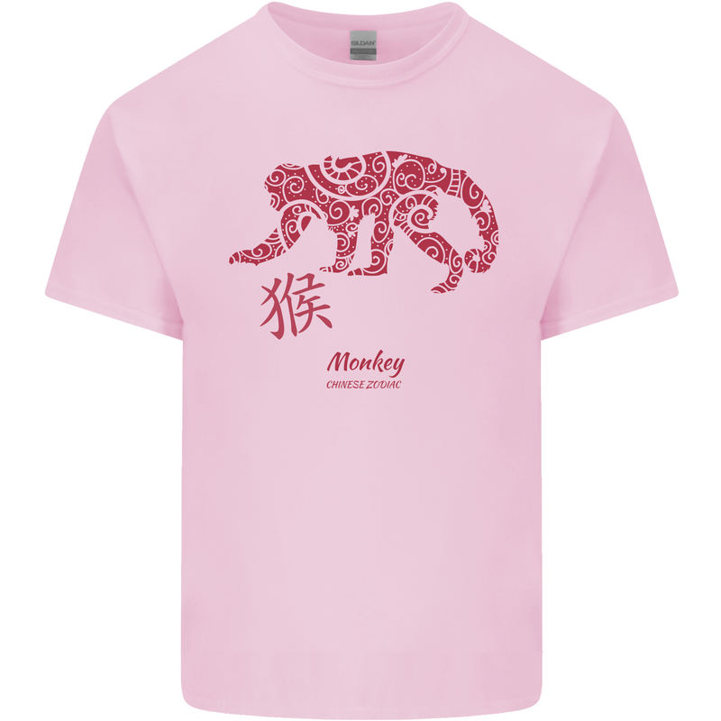 Chinese Zodiac Shengxiao Year of the Monkey Mens Cotton T-Shirt Tee Top Light Pink
