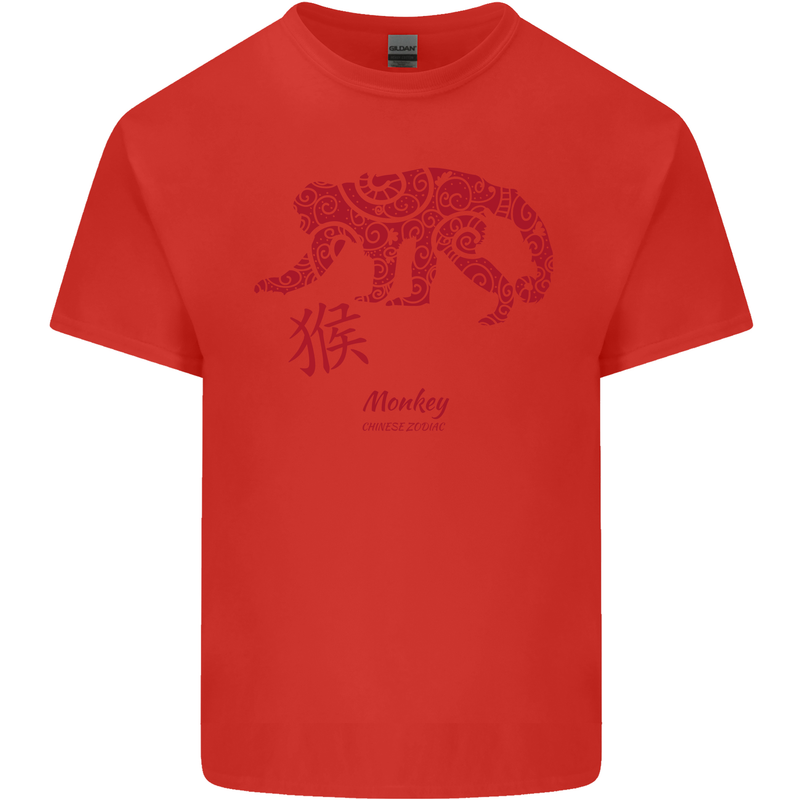 Chinese Zodiac Shengxiao Year of the Monkey Mens Cotton T-Shirt Tee Top Red