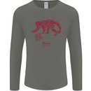 Chinese Zodiac Shengxiao Year of the Monkey Mens Long Sleeve T-Shirt Charcoal