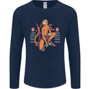 Chinese Zodiac Shengxiao Year of the Monkey Mens Long Sleeve T-Shirt Navy Blue