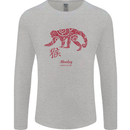Chinese Zodiac Shengxiao Year of the Monkey Mens Long Sleeve T-Shirt Sports Grey