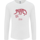 Chinese Zodiac Shengxiao Year of the Monkey Mens Long Sleeve T-Shirt White