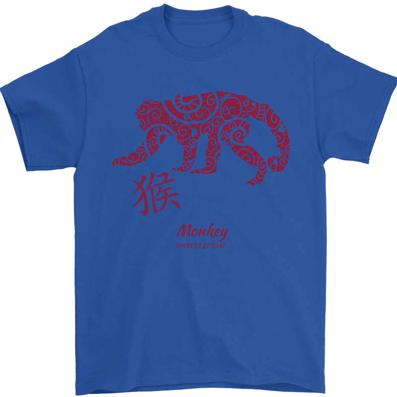 Chinese Zodiac Shengxiao Year of the Monkey Mens T-Shirt Cotton Gildan Royal Blue