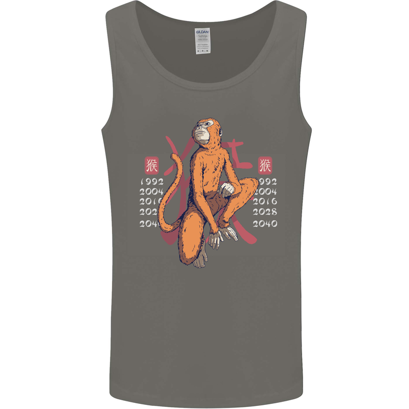 Chinese Zodiac Shengxiao Year of the Monkey Mens Vest Tank Top Charcoal