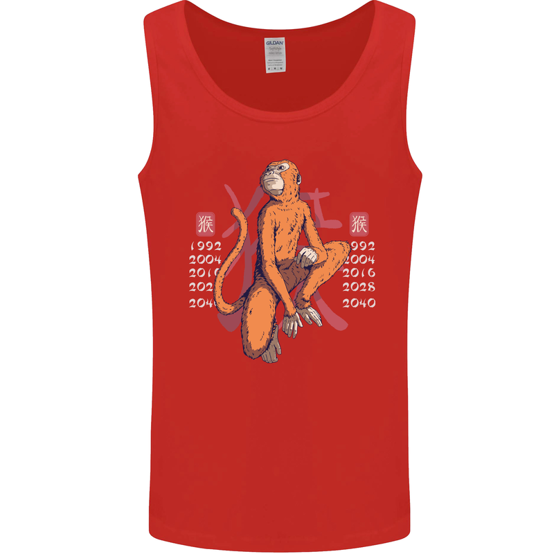 Chinese Zodiac Shengxiao Year of the Monkey Mens Vest Tank Top Red