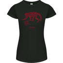 Chinese Zodiac Shengxiao Year of the Monkey Womens Petite Cut T-Shirt Black