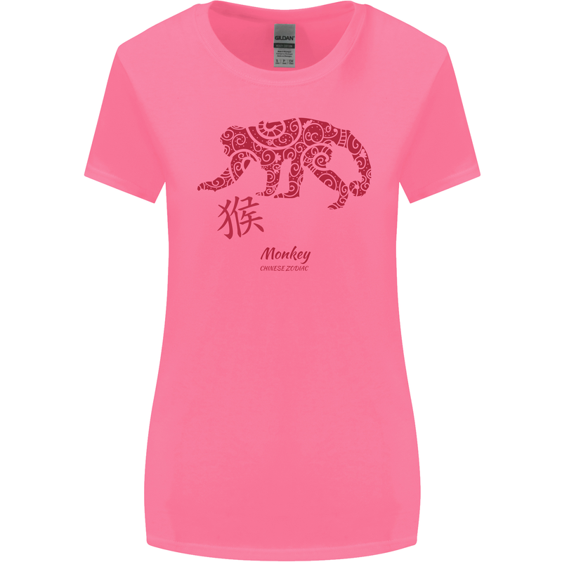 Chinese Zodiac Shengxiao Year of the Monkey Womens Wider Cut T-Shirt Azalea
