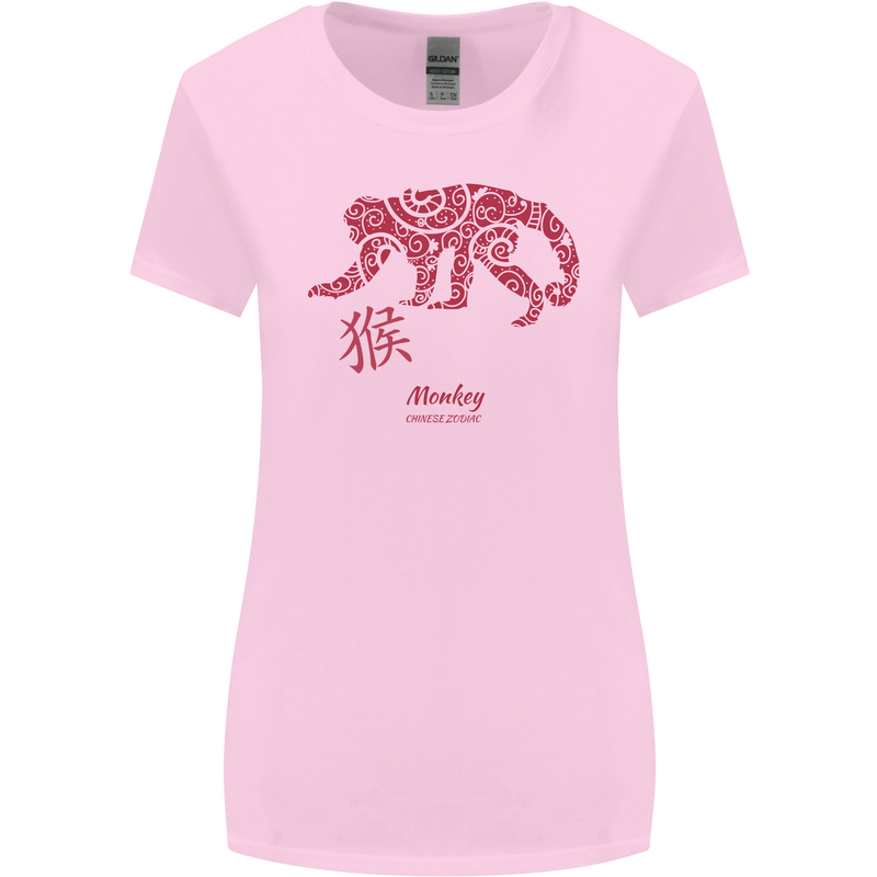 Chinese Zodiac Shengxiao Year of the Monkey Womens Wider Cut T-Shirt Light Pink