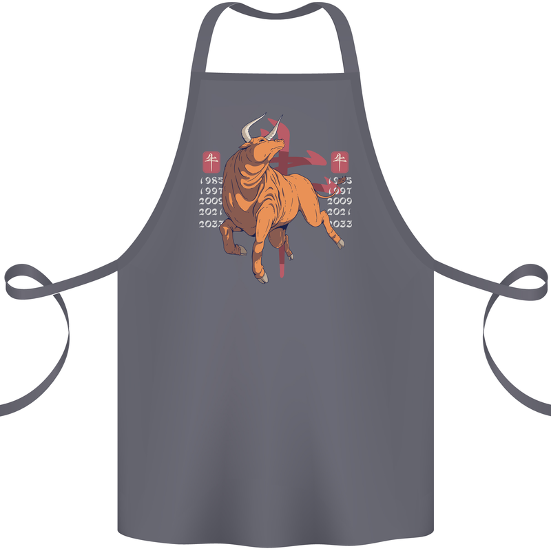 Chinese Zodiac Shengxiao Year of the Ox Cotton Apron 100% Organic Steel