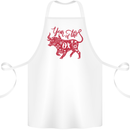 Chinese Zodiac Shengxiao Year of the Ox Cotton Apron 100% Organic White