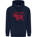 Chinese Zodiac Shengxiao Year of the Ox Mens 80% Cotton Hoodie Navy Blue