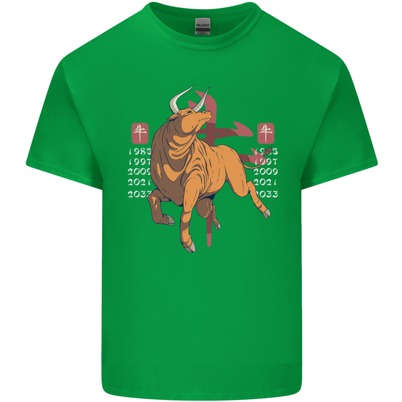 Chinese Zodiac Shengxiao Year of the Ox Mens Cotton T-Shirt Tee Top Irish Green
