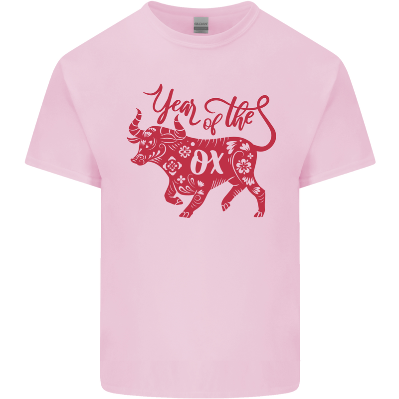Chinese Zodiac Shengxiao Year of the Ox Mens Cotton T-Shirt Tee Top Light Pink
