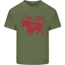 Chinese Zodiac Shengxiao Year of the Ox Mens Cotton T-Shirt Tee Top Military Green