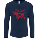 Chinese Zodiac Shengxiao Year of the Ox Mens Long Sleeve T-Shirt Navy Blue