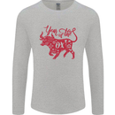Chinese Zodiac Shengxiao Year of the Ox Mens Long Sleeve T-Shirt Sports Grey