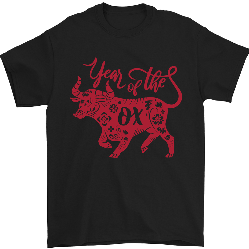 Chinese Zodiac Shengxiao Year of the Ox Mens T-Shirt Cotton Gildan Black