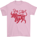 Chinese Zodiac Shengxiao Year of the Ox Mens T-Shirt Cotton Gildan Light Pink