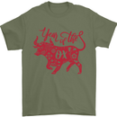 Chinese Zodiac Shengxiao Year of the Ox Mens T-Shirt Cotton Gildan Military Green