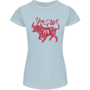 Chinese Zodiac Shengxiao Year of the Ox Womens Petite Cut T-Shirt Light Blue