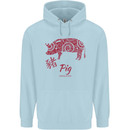 Chinese Zodiac Shengxiao Year of the Pig Childrens Kids Hoodie Light Blue