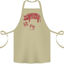 Chinese Zodiac Shengxiao Year of the Pig Cotton Apron 100% Organic Khaki
