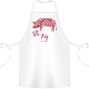 Chinese Zodiac Shengxiao Year of the Pig Cotton Apron 100% Organic White