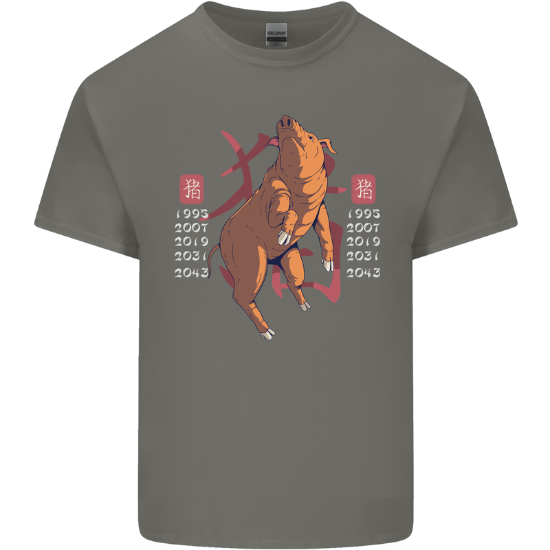 Chinese Zodiac Shengxiao Year of the Pig Kids T-Shirt Childrens Charcoal