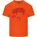 Chinese Zodiac Shengxiao Year of the Pig Kids T-Shirt Childrens Orange