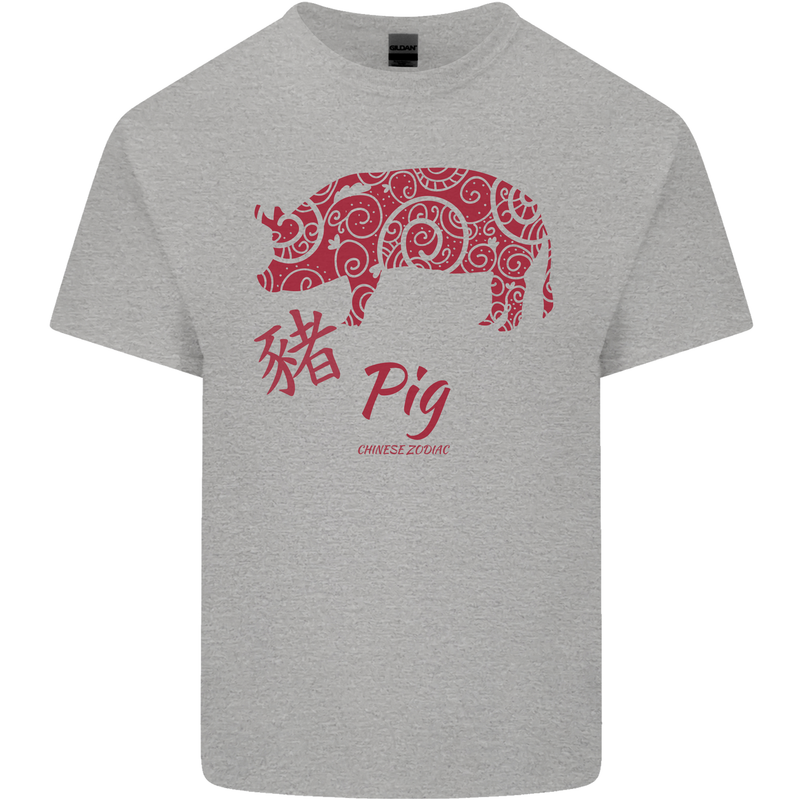 Chinese Zodiac Shengxiao Year of the Pig Kids T-Shirt Childrens Sports Grey
