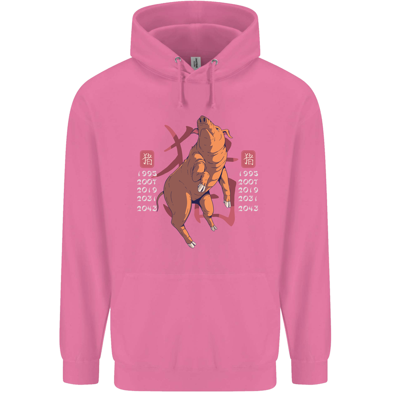 Chinese Zodiac Shengxiao Year of the Pig Mens 80% Cotton Hoodie Azelea